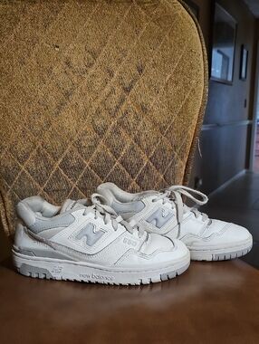 New Balance 550 White Gray Lace Up Sneakers Shoes